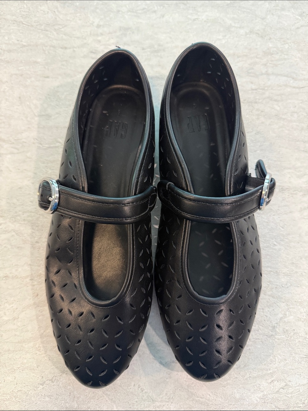 GAP Black Perforated Mary Jane Flats with Buckle